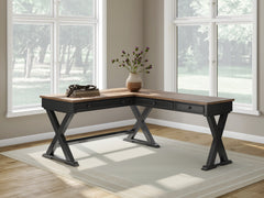 3 Brothers Decor - Ashley Furniture - Wildenauer Office Desk - Home Office Desk / Brown/Black - H664H2