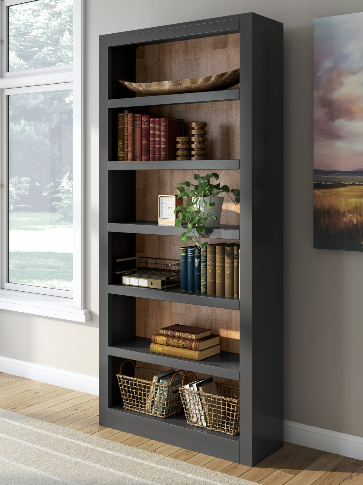 3 Brothers Decor - Ashley Furniture - Wildenauer Bookcase - Bookcase / Brown/Black - H664-70