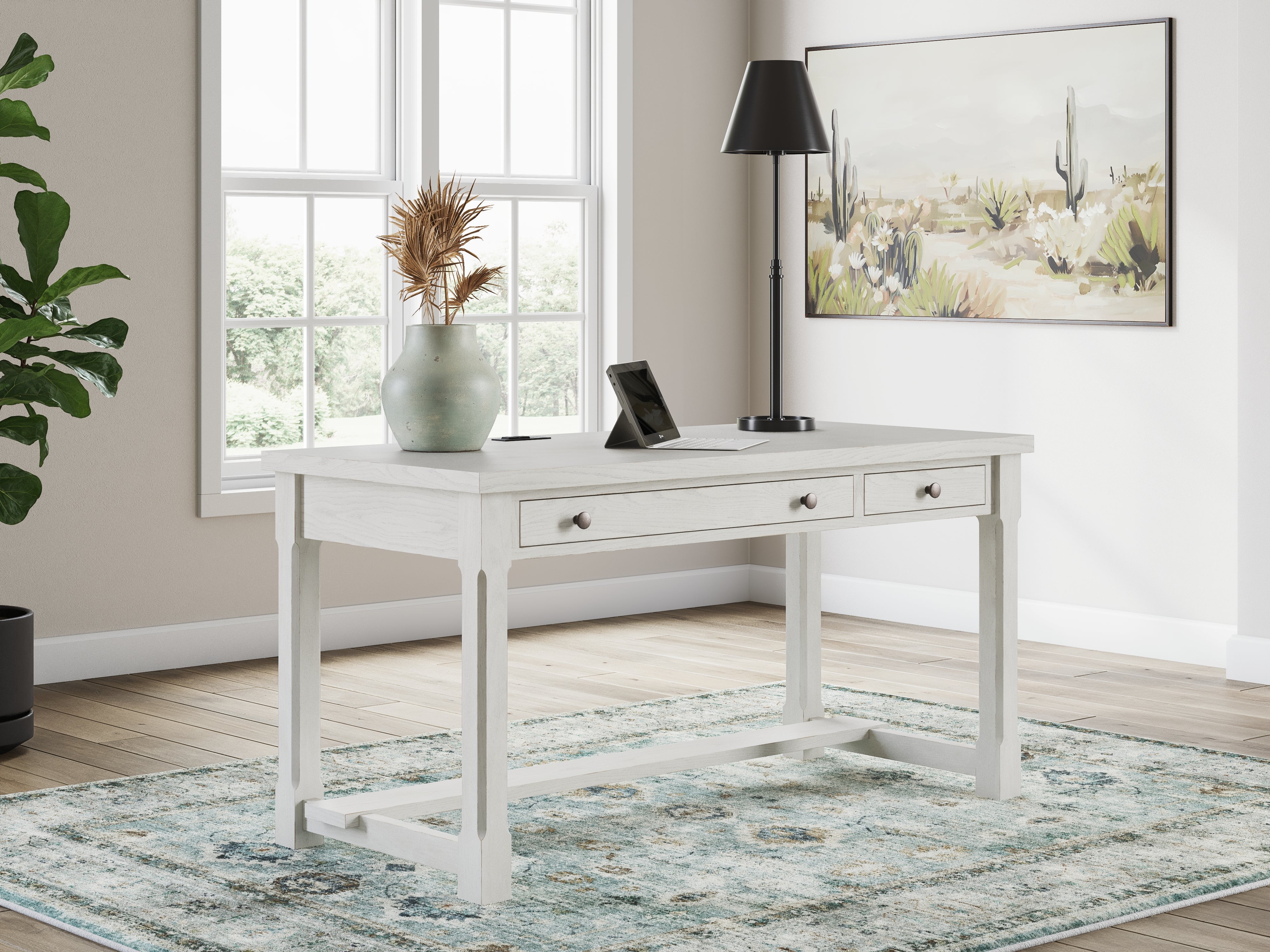 3 Brothers Decor - Ashley Furniture - Robbinsdale Office Desk - Home Office Desk / Antique White - H742-34