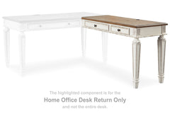 3 Brothers Decor - Ashley Furniture - Realyn Office Desk - Home Office Desk Return / White/Brown - H743-34R