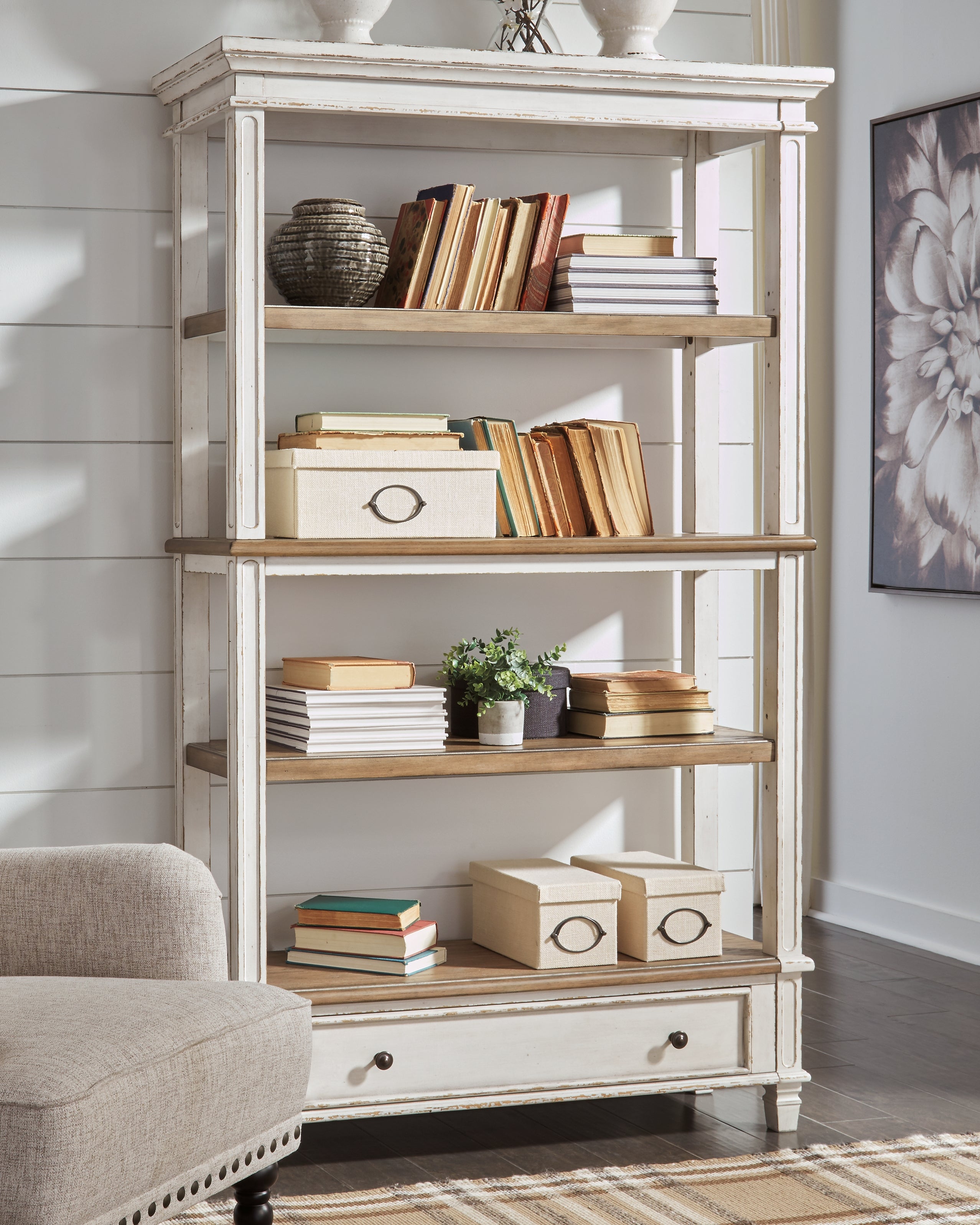 3 Brothers Decor - Ashley Furniture - Realyn Bookcase - Bookcase / Brown/White - H743-70