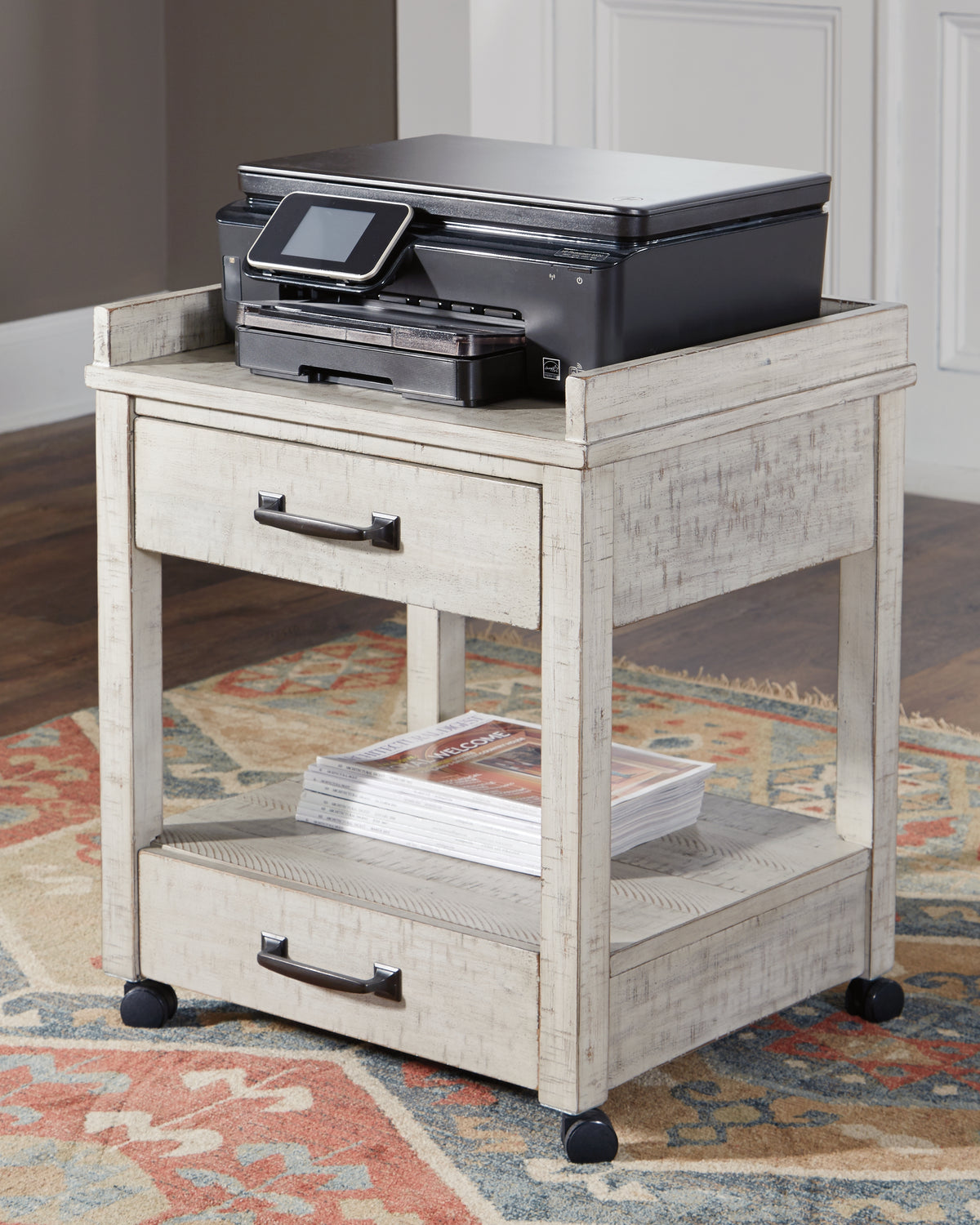 3 Brothers Decor - Ashley Furniture - Carynhurst Printer Stand - Printer Stand / Whitewash - H755-11