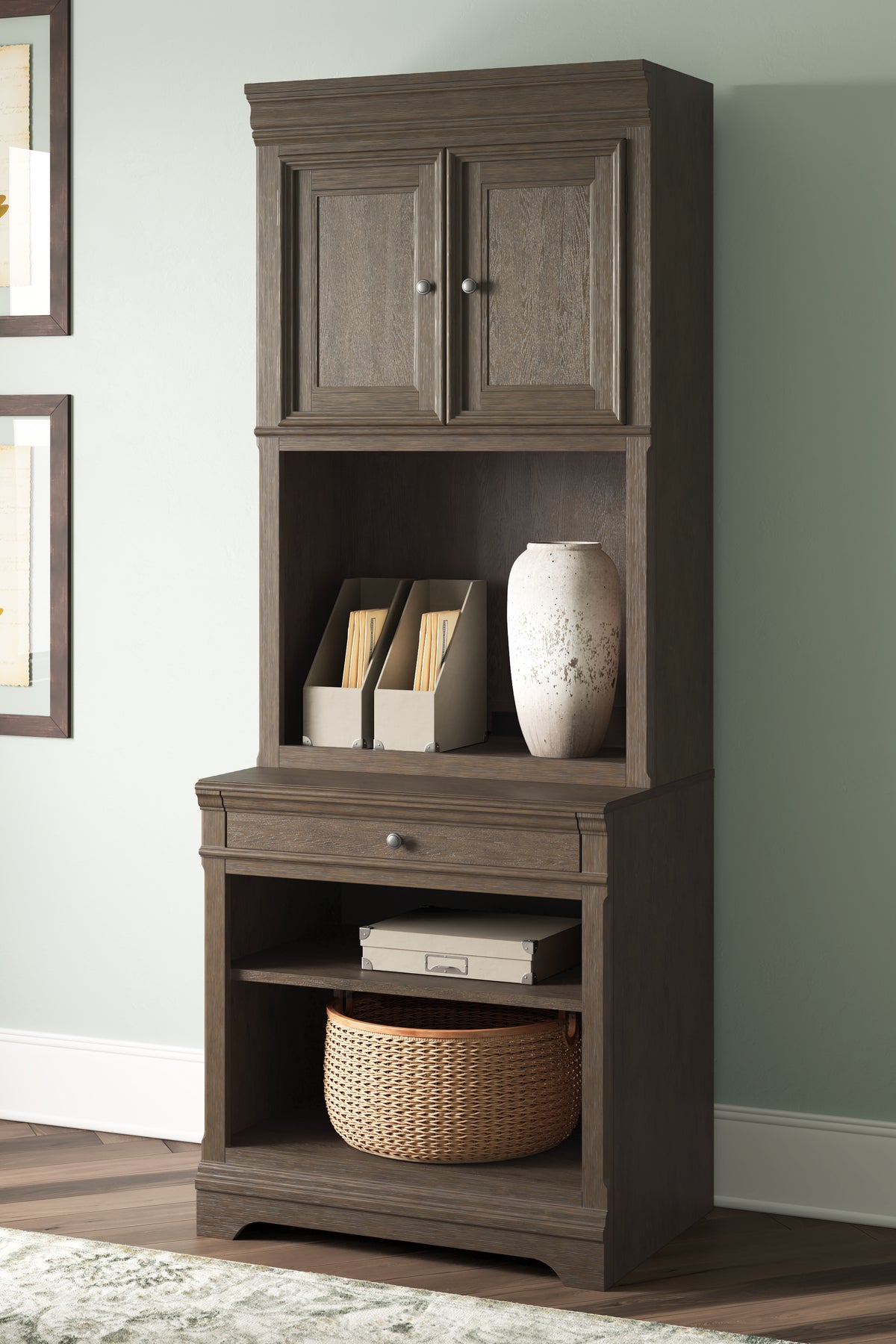 3 Brothers Decor - Ashley Furniture - Janismore Bookcase - Bookcase / Weathered Gray - H776H7