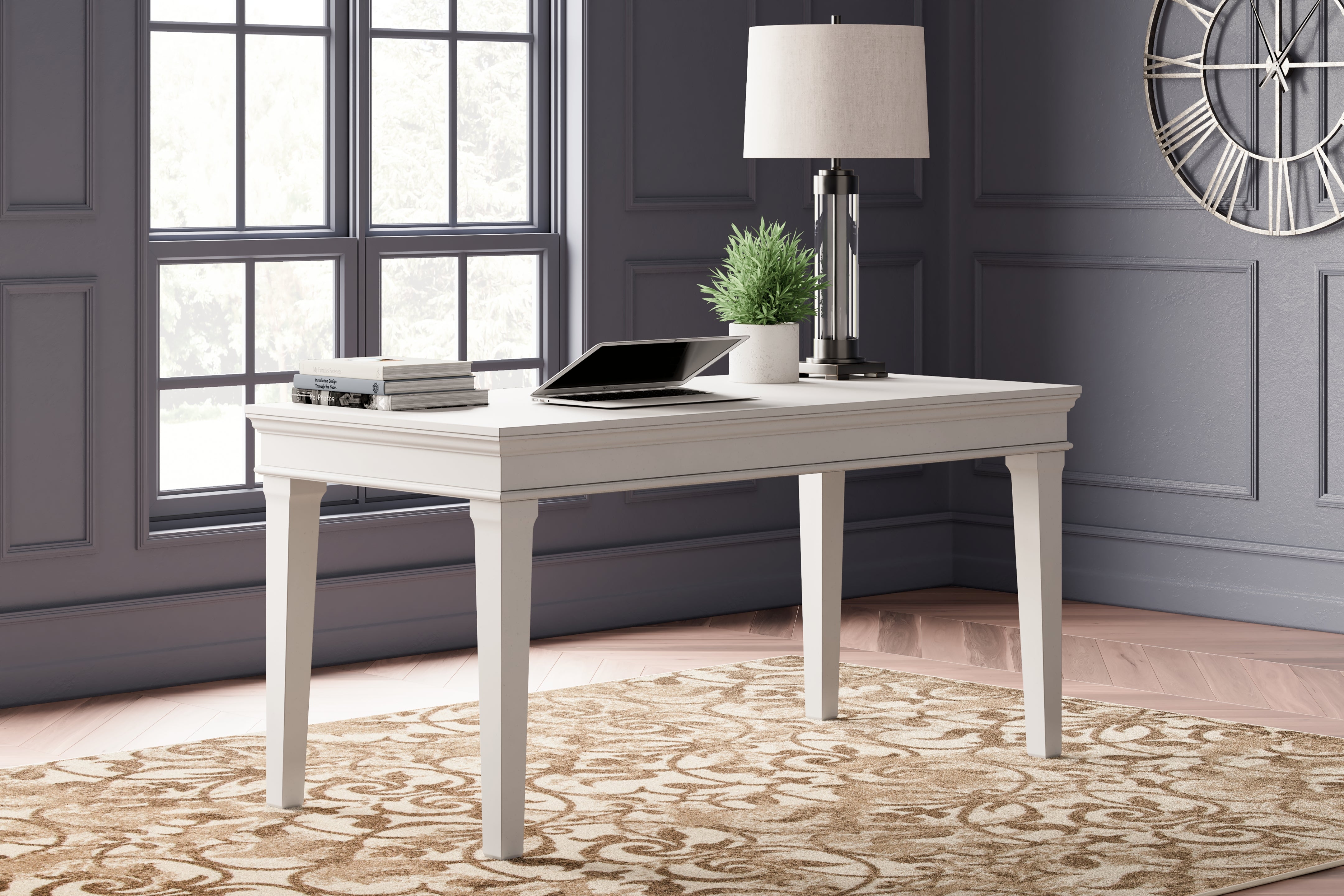 3 Brothers Decor - Ashley Furniture - Kanwyn Office Desk - Home Office Desk / Whitewash - H777-44