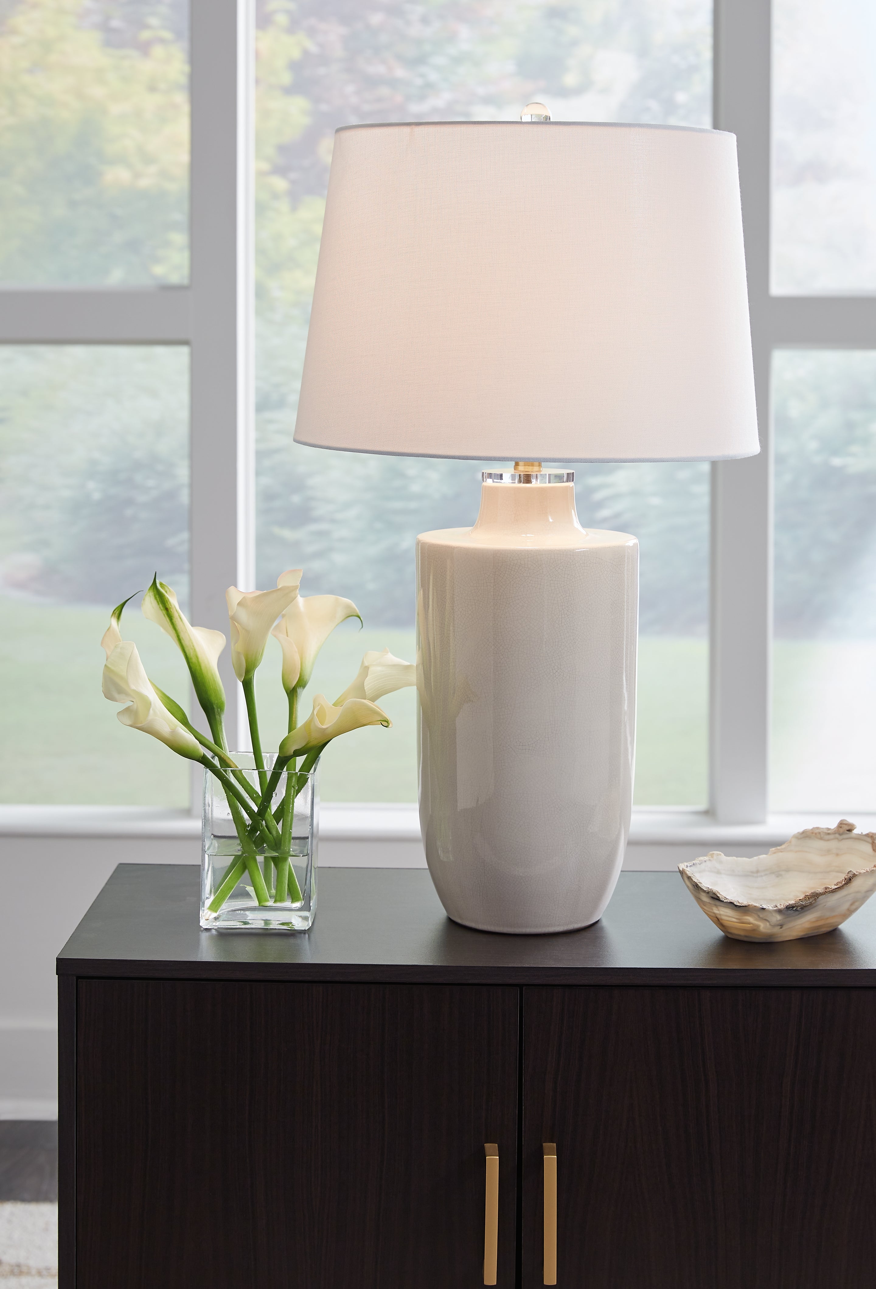 3 Brothers Decor - Ashley Furniture - Cylener Lighting - Ceramic Table Lamp (1/CN) / Off White - L100794