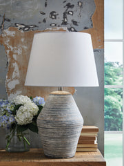 3 Brothers Decor - Ashley Furniture - Lawrock Lighting - Terracotta Table Lamp (1/CN) / Antique Blue - L100834