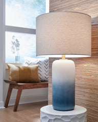 3 Brothers Decor - Ashley Furniture - Lemrich Lighting - Ceramic Table Lamp (1/CN) / White/Teal - L123874