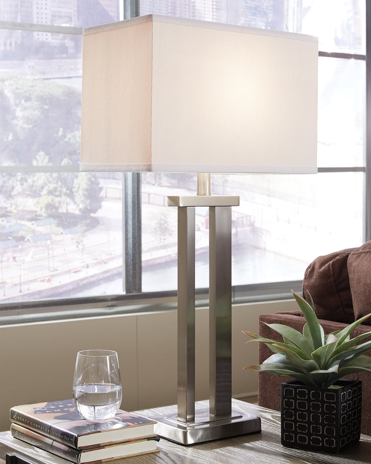 3 Brothers Decor - Ashley Furniture - Aniela Lighting - Metal Table Lamp (Set of 2) / Silver Finish - L204054