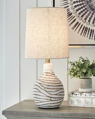 3 Brothers Decor - Ashley Furniture - Aleela Lighting - Metal Table Lamp (1/CN) / White/Gold Finish - L204194