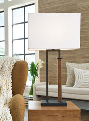 3 Brothers Decor - Ashley Furniture - Voslen Lighting - Metal Table Lamp (Set of 2) / Black/Brown - L204554
