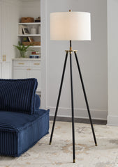 3 Brothers Decor - Ashley Furniture - Cashner Lighting - Metal Floor Lamp (1/CN) / Black/Gold Finish - L206101