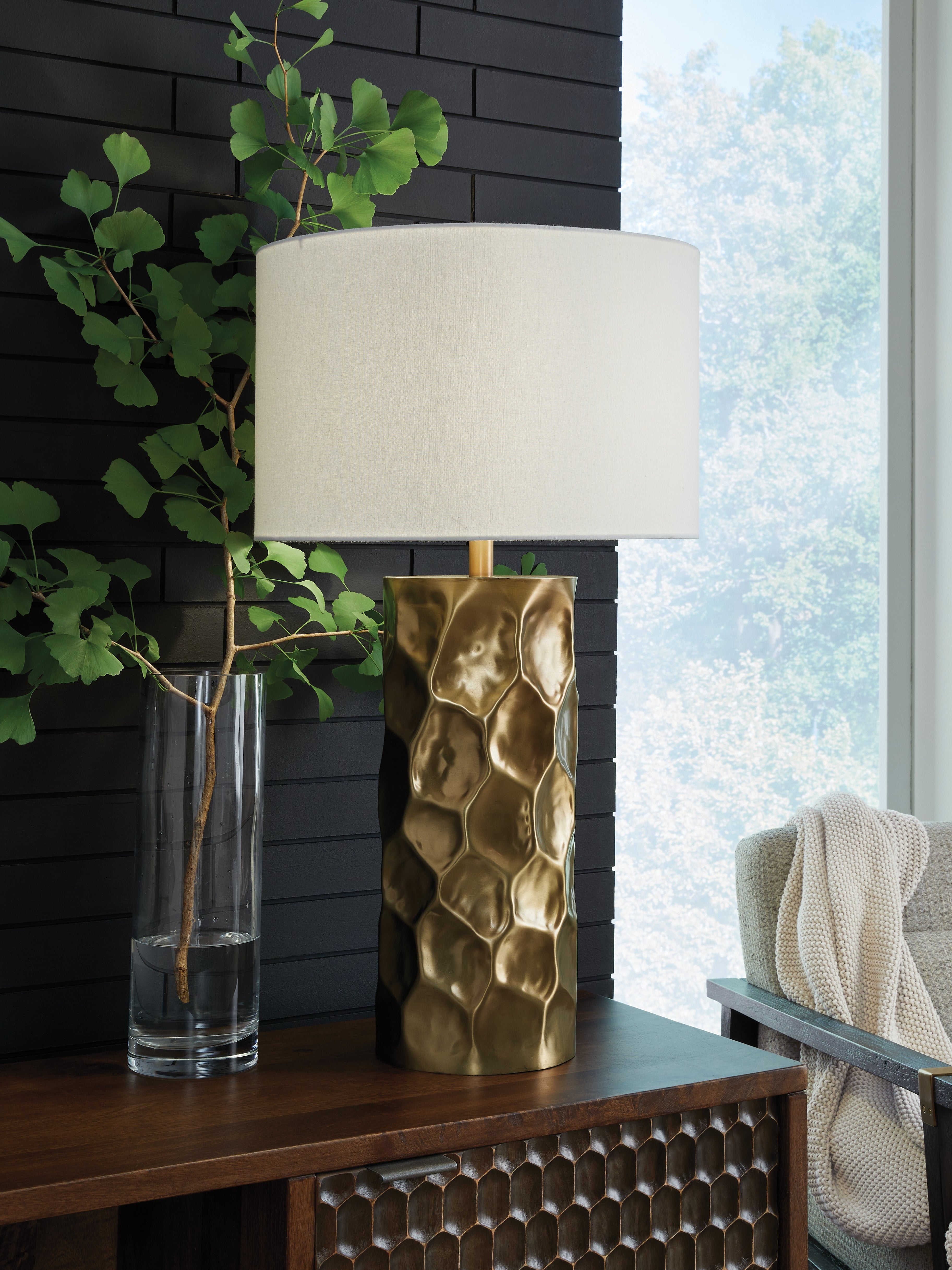 3 Brothers Decor - Ashley Furniture - Marshawn Lighting - Metal Table Lamp (1/CN) / Gold Finish - L207524