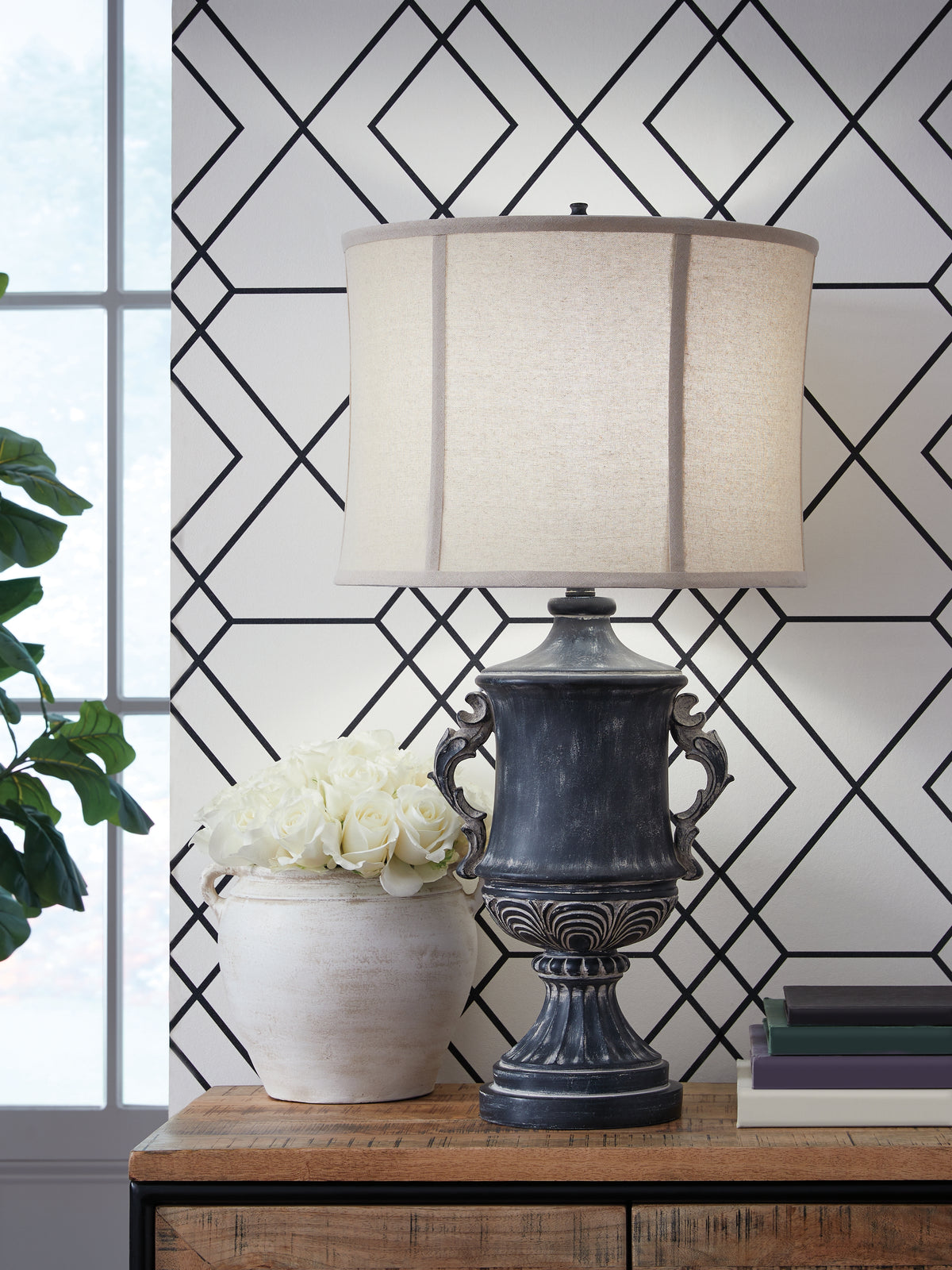3 Brothers Decor - Ashley Furniture - Morvanford Lighting - Poly Table Lamp (1/CN) / Antique Black - L235834