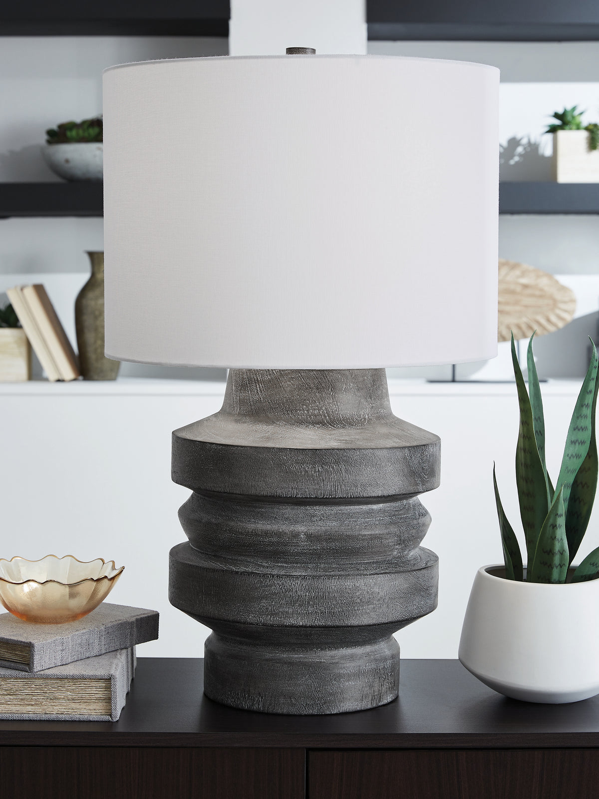 3 Brothers Decor - Ashley Furniture - Wahida Lighting - Poly Table Lamp (1/CN) / Distressed Black - L235914