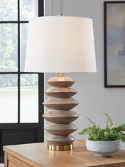 3 Brothers Decor - Ashley Furniture - Jyllyard Lighting - Poly Table Lamp (1/CN) / Brown/Gold Finish - L235944