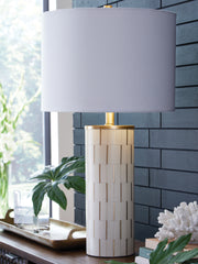 3 Brothers Decor - Ashley Furniture - Faridworth Lighting - Poly Table Lamp (1/CN) / White/Gold Finish - L235954