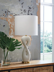 3 Brothers Decor - Ashley Furniture - Judrich Lighting - Poly Table Lamp (1/CN) / White/Gold Finish - L236024
