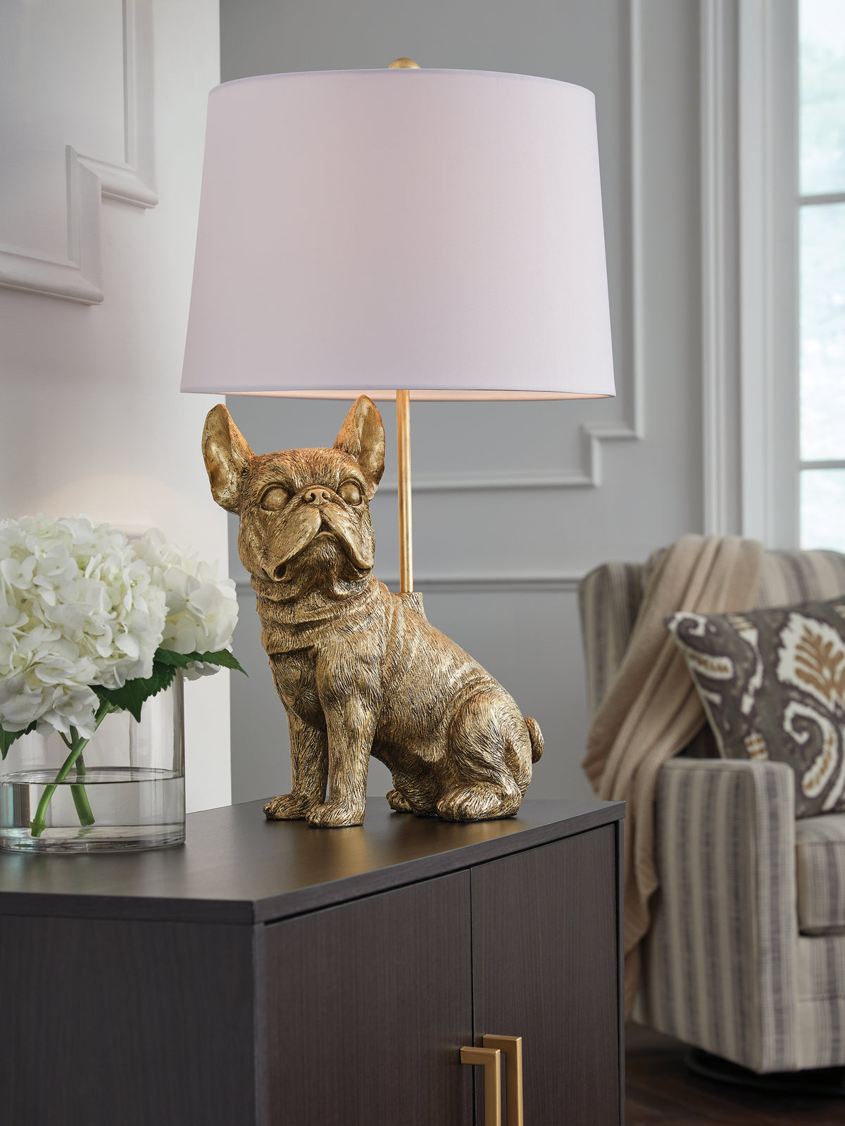 3 Brothers Decor - Ashley Furniture - Wadeland Lighting - Poly Table Lamp (1/CN) / Gold Finish - L317054