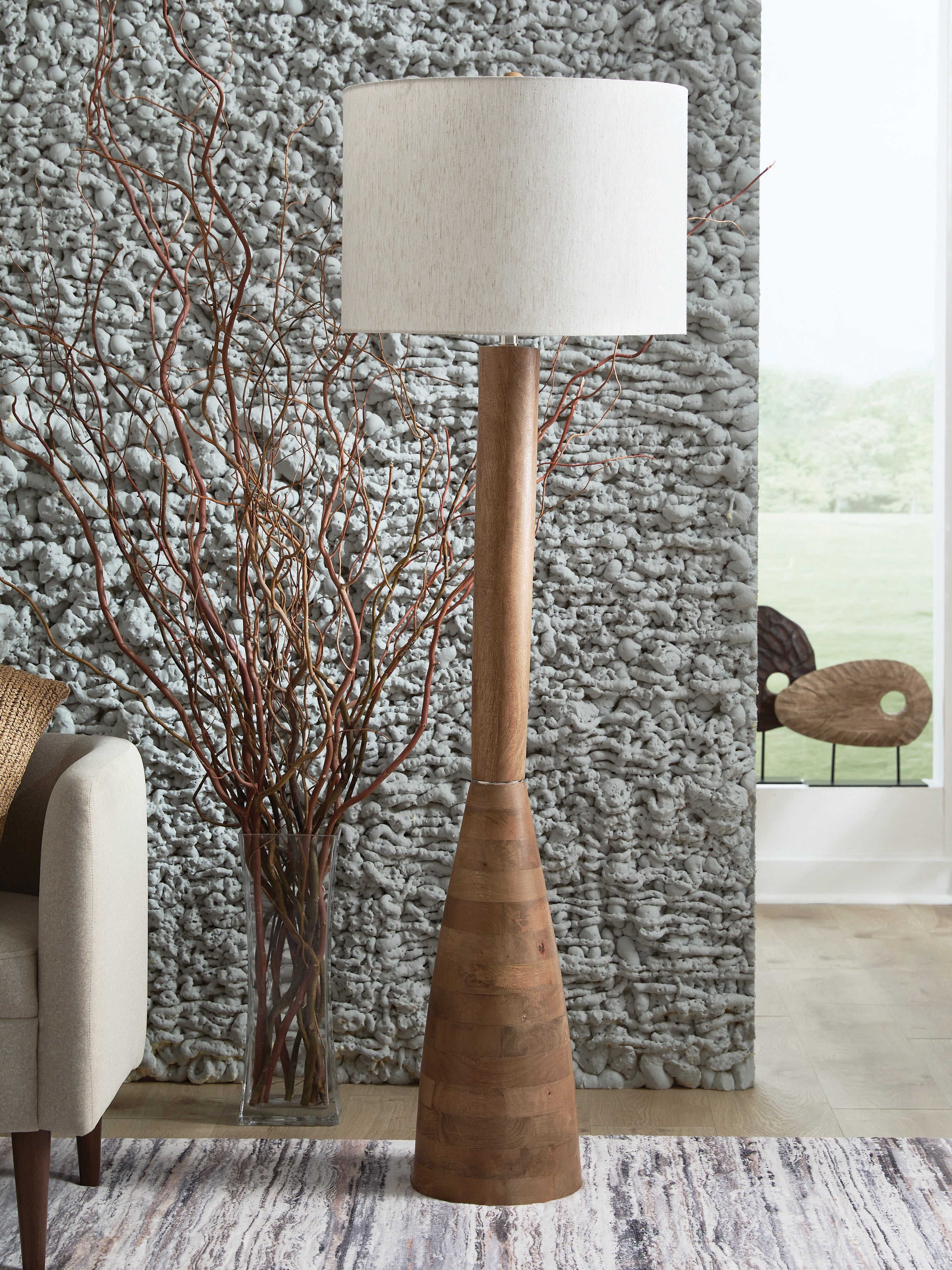 3 Brothers Decor - Ashley Furniture - Ailsa Lighting - Wood Floor Lamp (1/CN) / Natural Brown - L329111