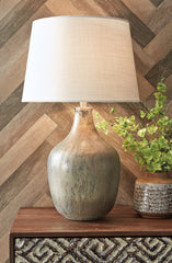 3 Brothers Decor - Ashley Furniture - Mari Lighting - Glass Table Lamp (1/CN) / Gray/Gold Finish - L430664