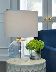 3 Brothers Decor - Ashley Furniture - Samder Lighting - Glass Table Lamp (1/CN) / Clear/Brass Finish - L430744