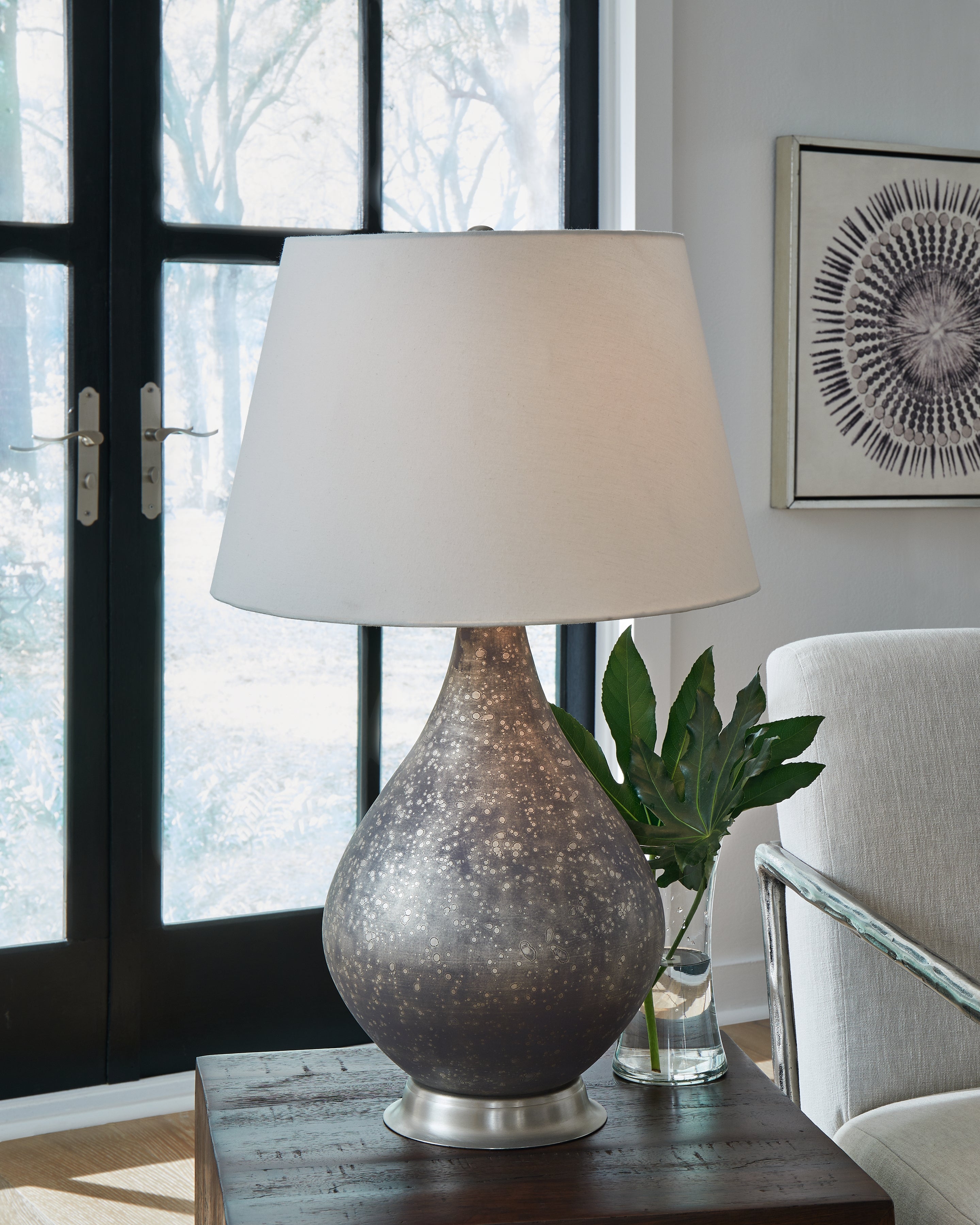 3 Brothers Decor - Ashley Furniture - Bluacy Lighting - Glass Table Lamp (1/CN) / Antique Gray - L430834