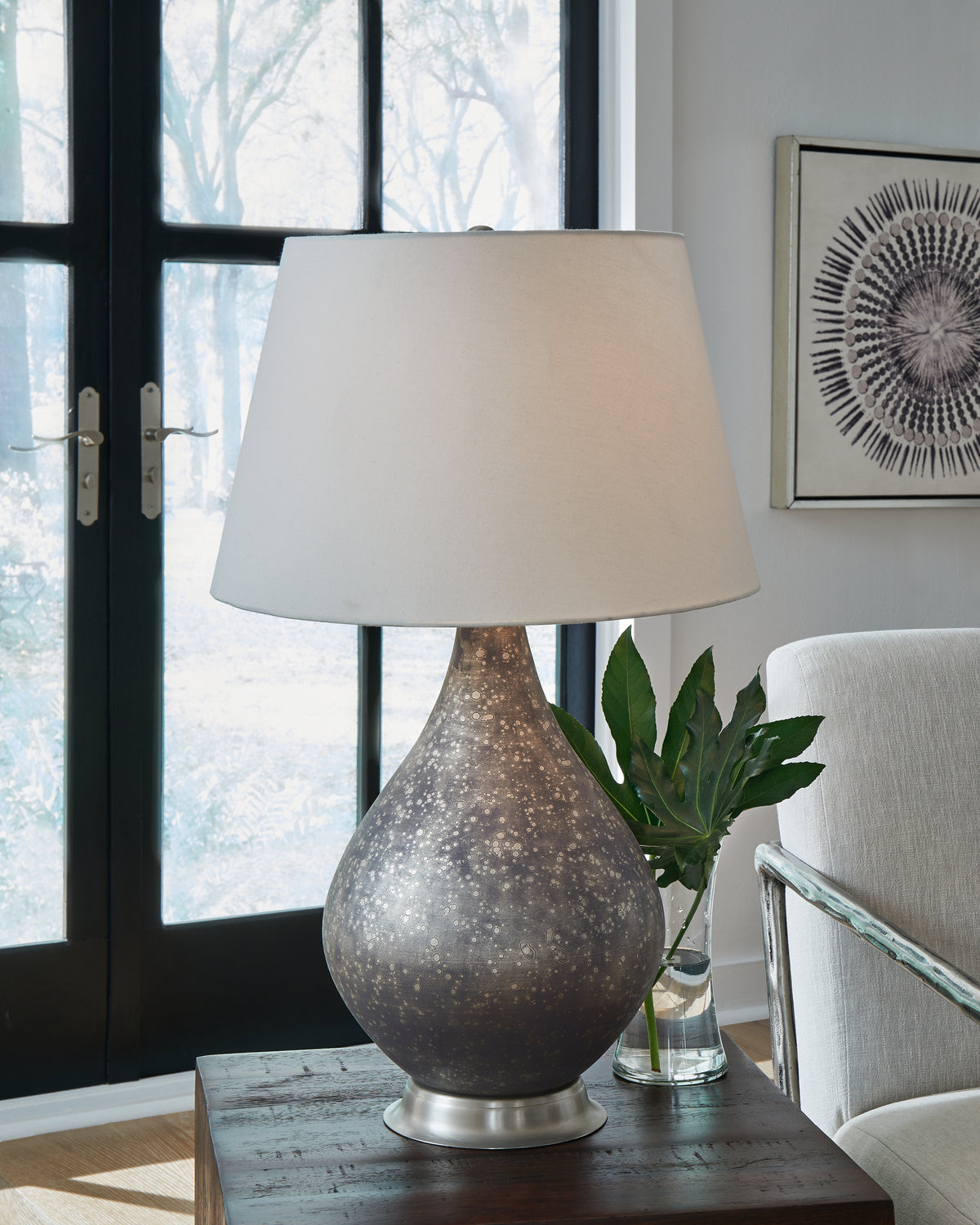 3 Brothers Decor - Ashley Furniture - Bluacy Lighting - Glass Table Lamp (1/CN) / Antique Gray - L430834