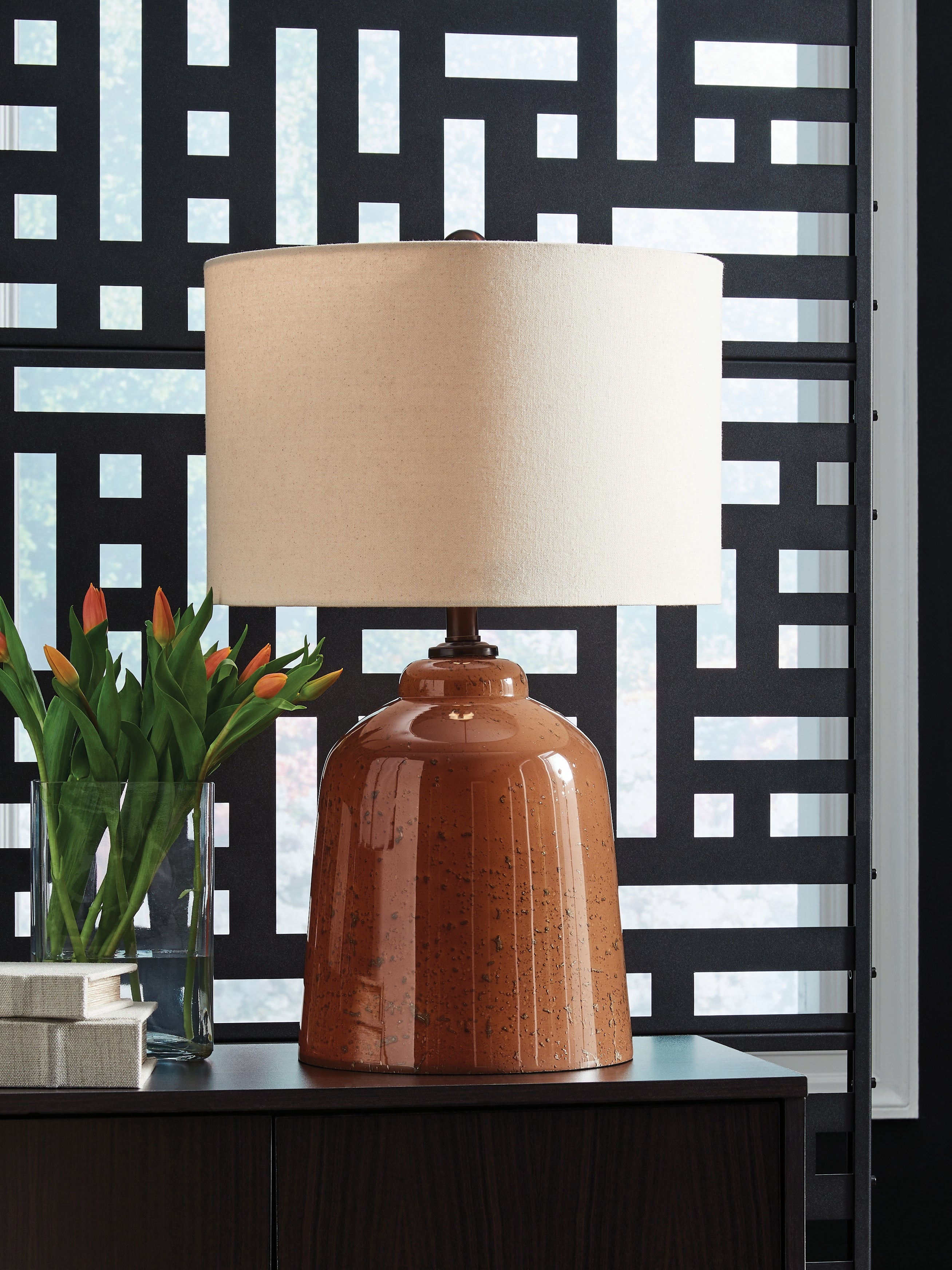 3 Brothers Decor - Ashley Furniture - Aaleahya Lighting - Glass Table Lamp (1/CN) / Rust - L430904