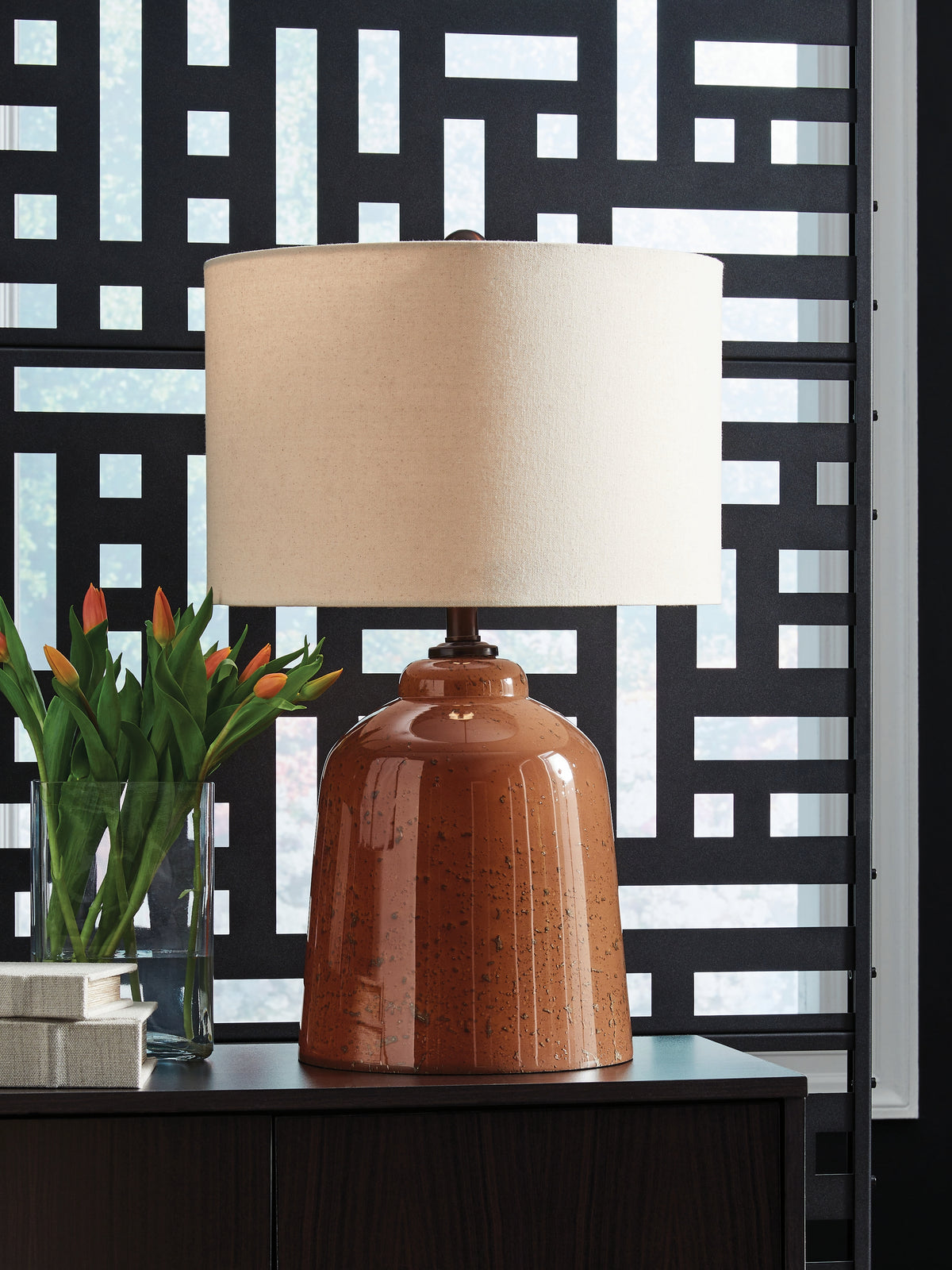 3 Brothers Decor - Ashley Furniture - Aaleahya Lighting - Glass Table Lamp (1/CN) / Rust - L430904