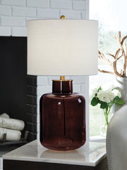 3 Brothers Decor - Ashley Furniture - Mette Lighting - Glass Table Lamp (1/CN) / Brown/Gold Finish - L430924