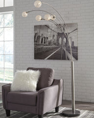 3 Brothers Decor - Ashley Furniture - Winter Lighting - Metal Arc Lamp (1/CN) / Silver Finish - L725089