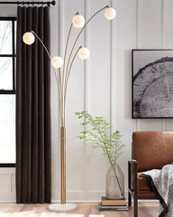 3 Brothers Decor - Ashley Furniture - Taliya Lighting - Metal Arc Lamp (1/CN) / Champagne/White - L725119