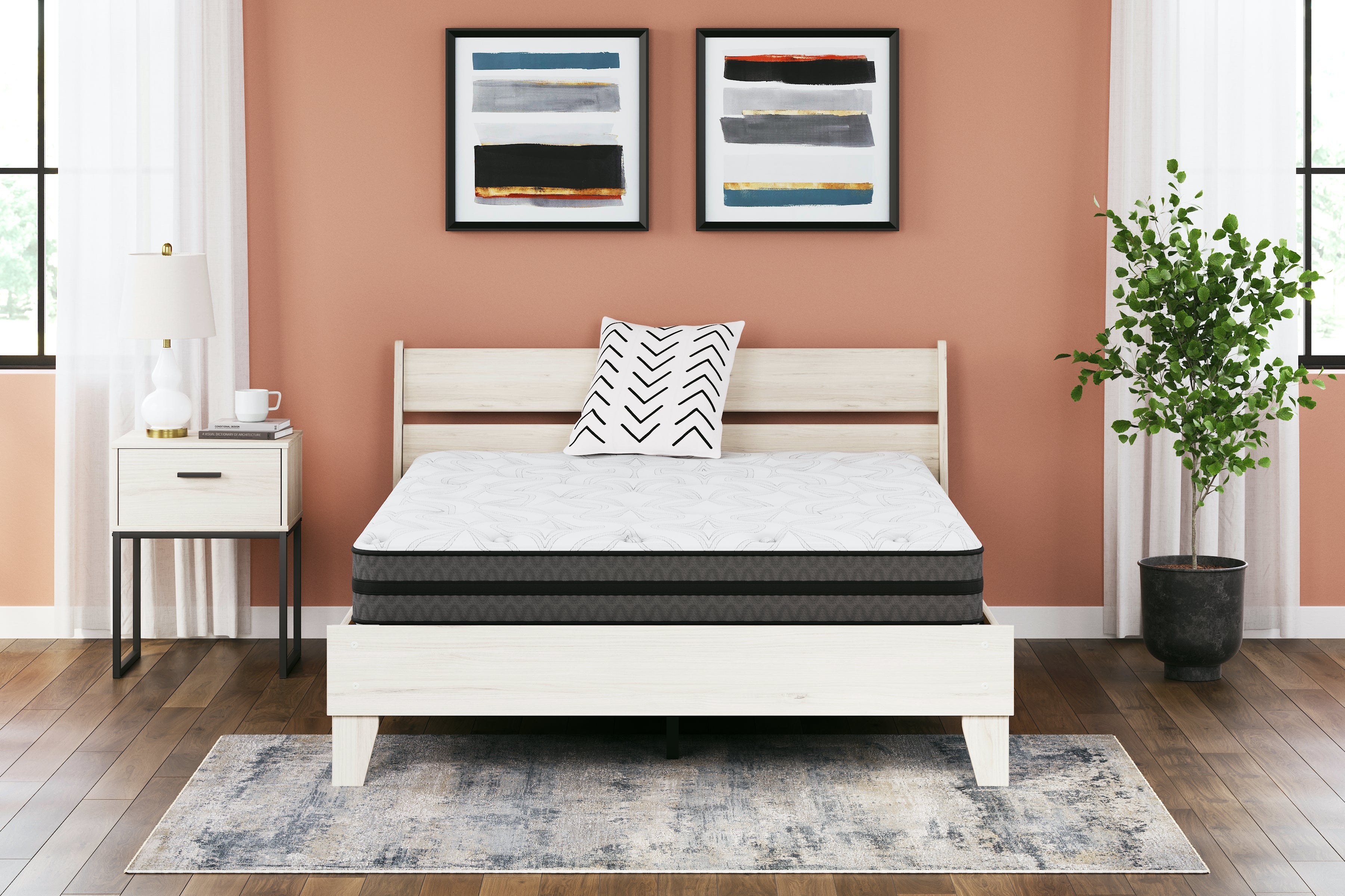 3 Brothers Decor - Ashley Furniture - 10 Inch Pocketed Hybrid Mattresses - Queen / White - M58931
