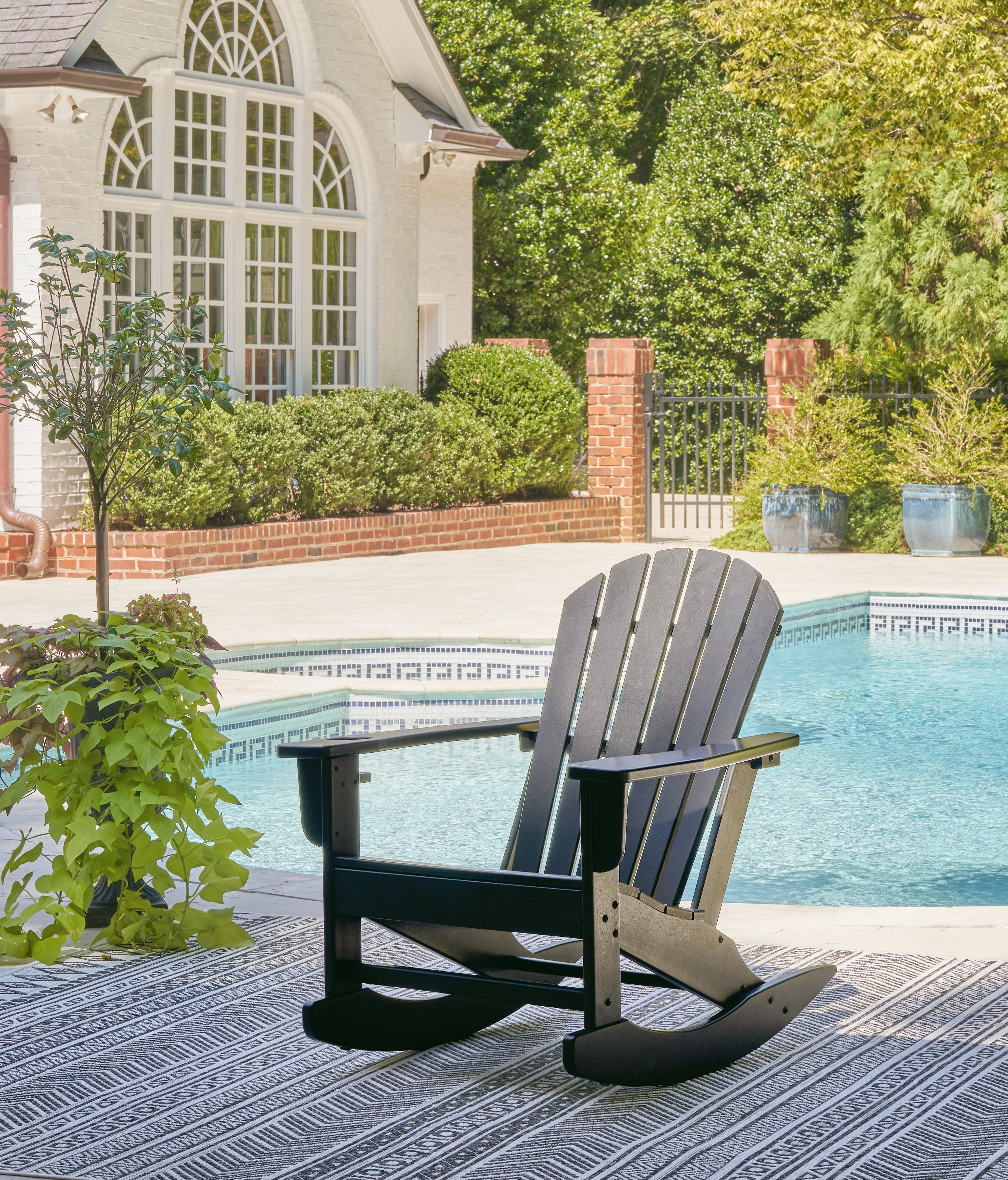 3 Brothers Decor - Ashley Furniture - Sundown Treasure Outdoor - Rocking Chair / Black - P008-827