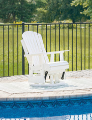 3 Brothers Decor - Ashley Furniture - Hyland wave Outdoor - Swivel Glider Chair / White - P111-820