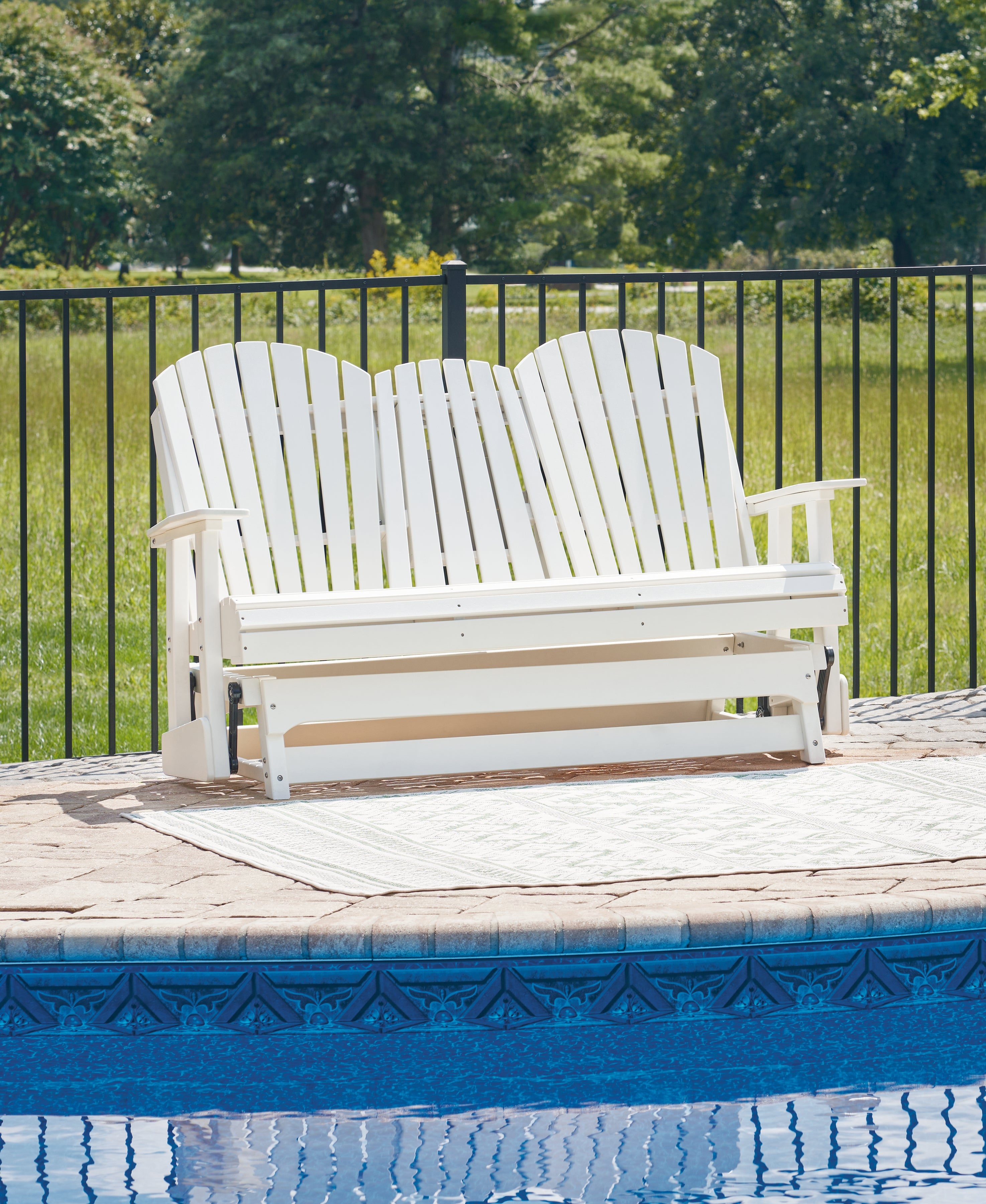 3 Brothers Decor - Ashley Furniture - Hyland wave Outdoor - Glider Loveseat / White - P111-835