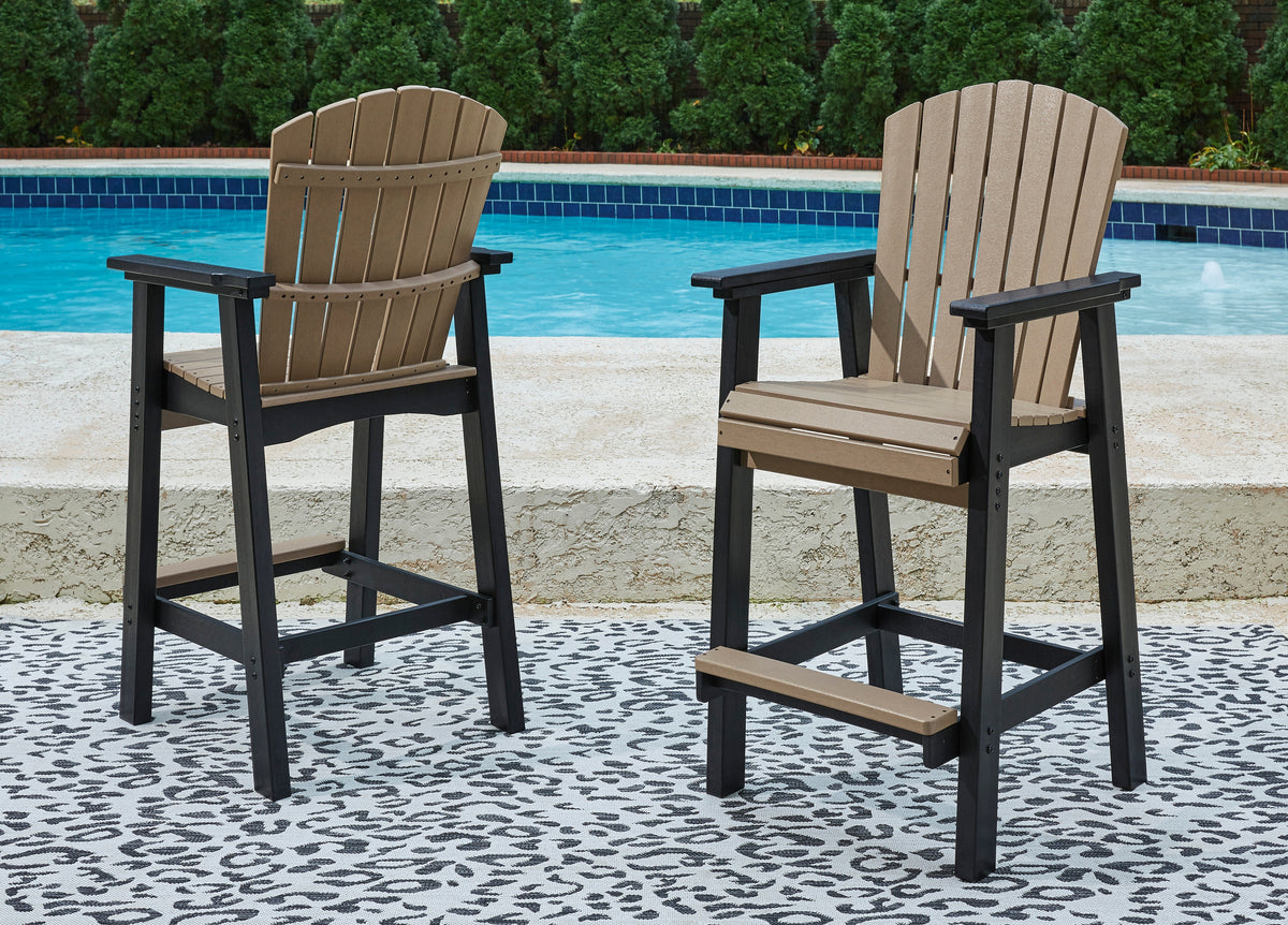 3 Brothers Decor - Ashley Furniture - Fairen Trail Outdoor - Tall Barstool (Set of 2) / Black/Driftwood - P211-130