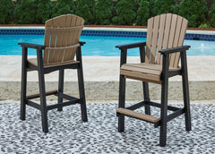 3 Brothers Decor - Ashley Furniture - Fairen Trail Outdoor - Tall Barstool (Set of 2) / Black/Driftwood - P211-130