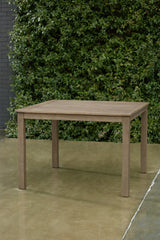 3 Brothers Decor - Ashley Furniture - Aria Plains Outdoor - Square Dining Table w/UMB OPT / Brown - P359-615