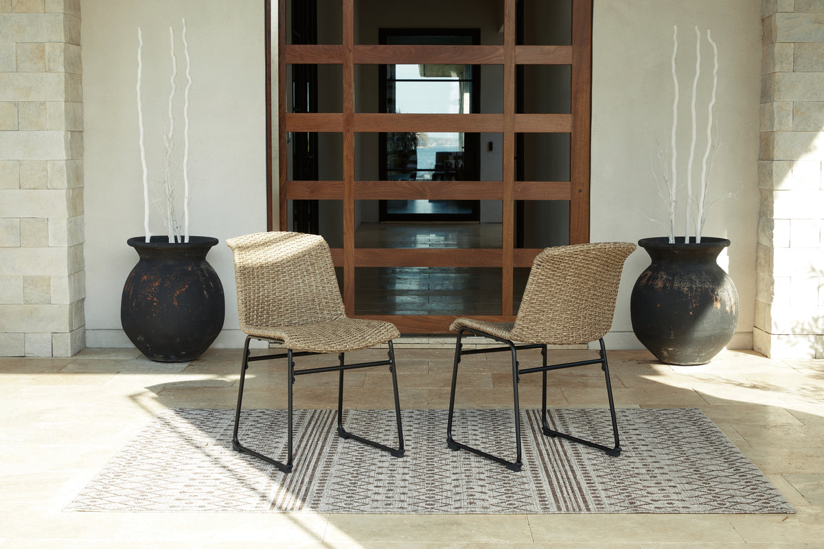 3 Brothers Decor - Ashley Furniture - Amaris Outdoor - Chair (Set of 2) / Brown/Black - P369-601