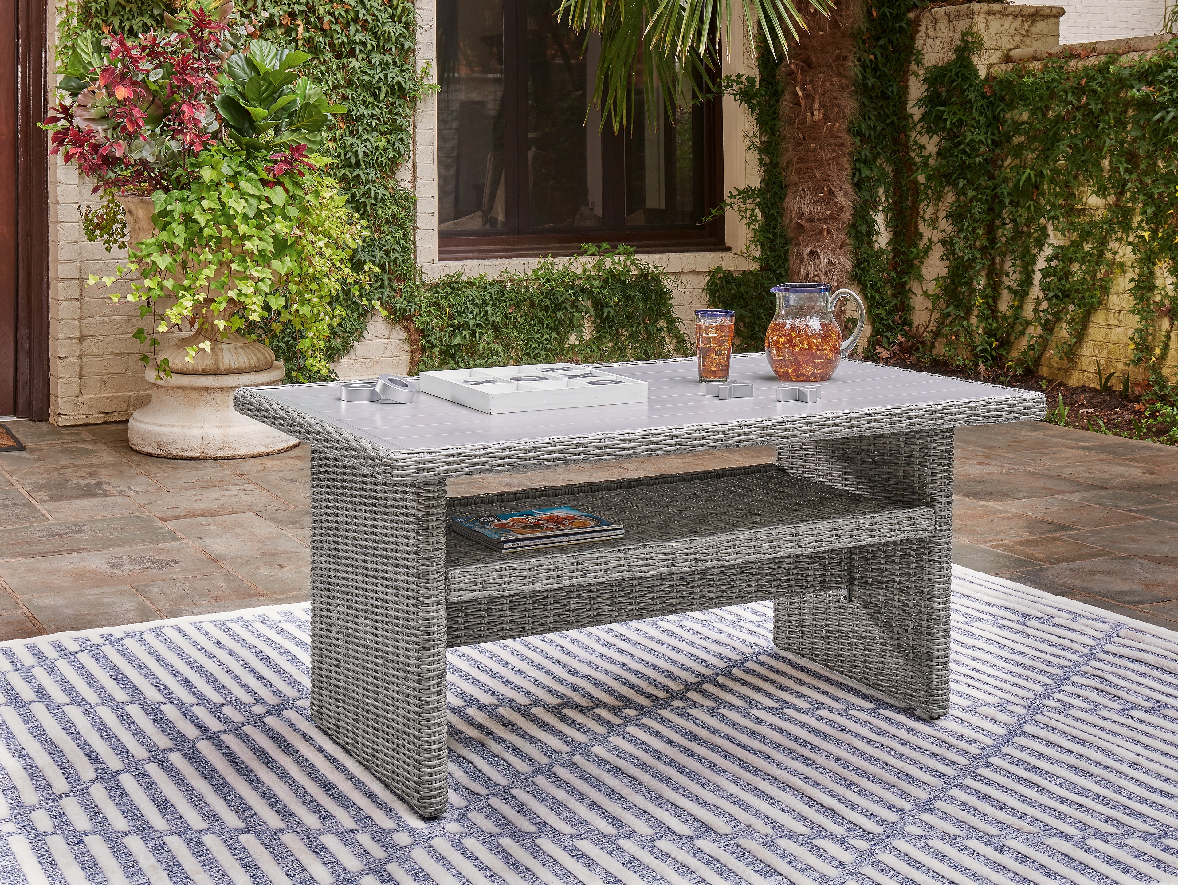 3 Brothers Decor - Ashley Furniture - Naples Beach Outdoor - RECT Multi-Use Table / Light Gray - P439-625