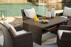 3 Brothers Decor - Ashley Furniture - Easy Isle Outdoor - RECT Multi-Use Table / Dark Brown/Beige - P455-625