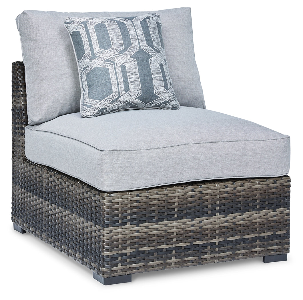 3 Brothers Decor - Ashley Furniture - Harbor Court Outdoor - Armless Chair w/Cushion (Set of 2) / Gray - P459-846