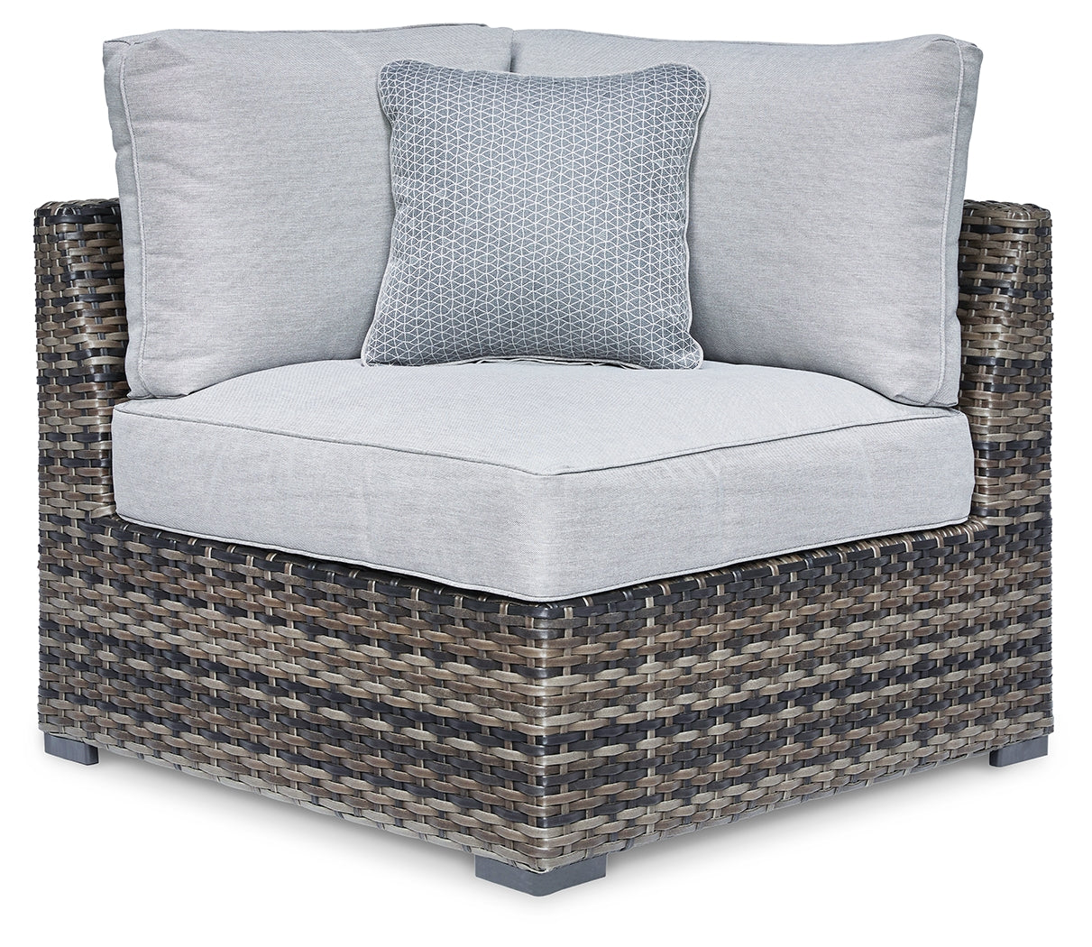 3 Brothers Decor - Ashley Furniture - Harbor Court Outdoor - Corner with Cushion (Set of 2) / Gray - P459-877