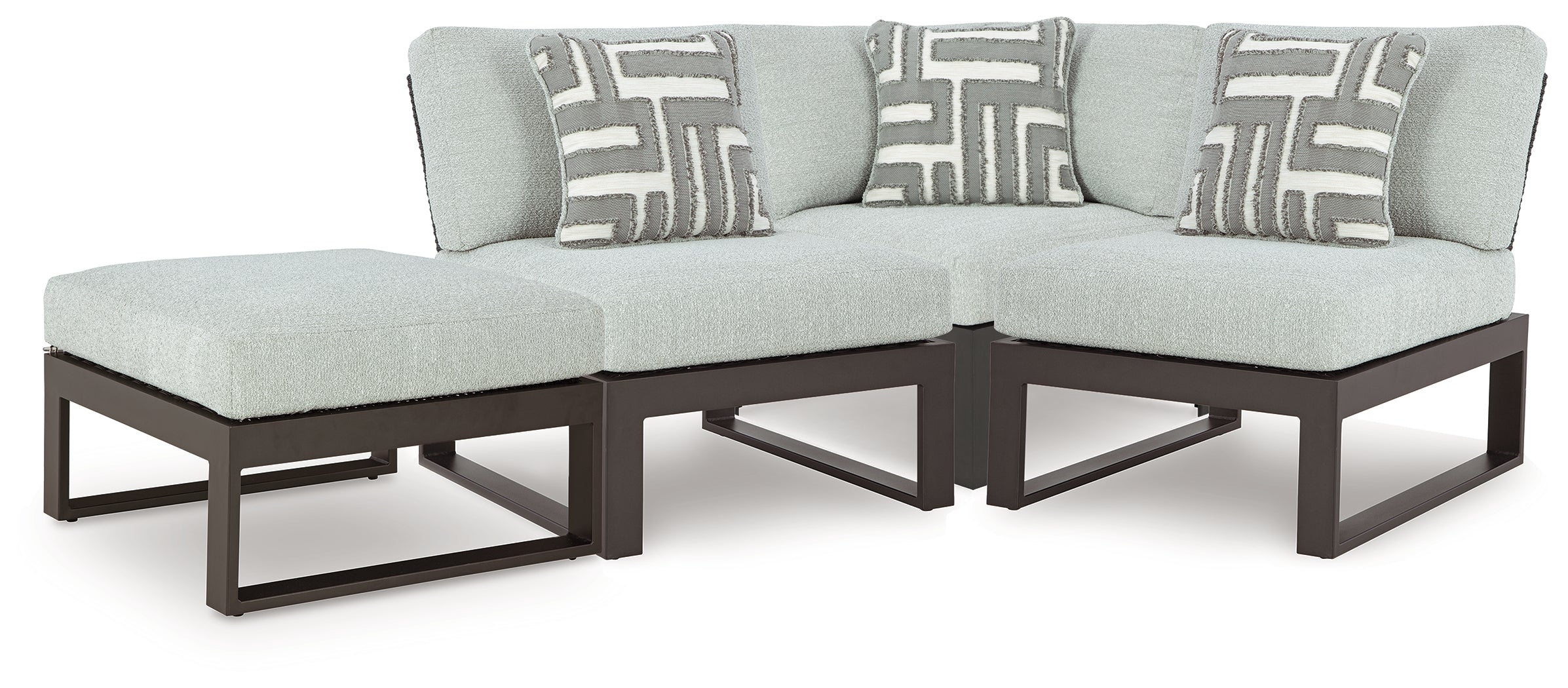 3 Brothers Decor - Ashley Furniture - Beachloft Outdoor - 4-Piece Outdoor Sectional / Black/Gray - P490P7