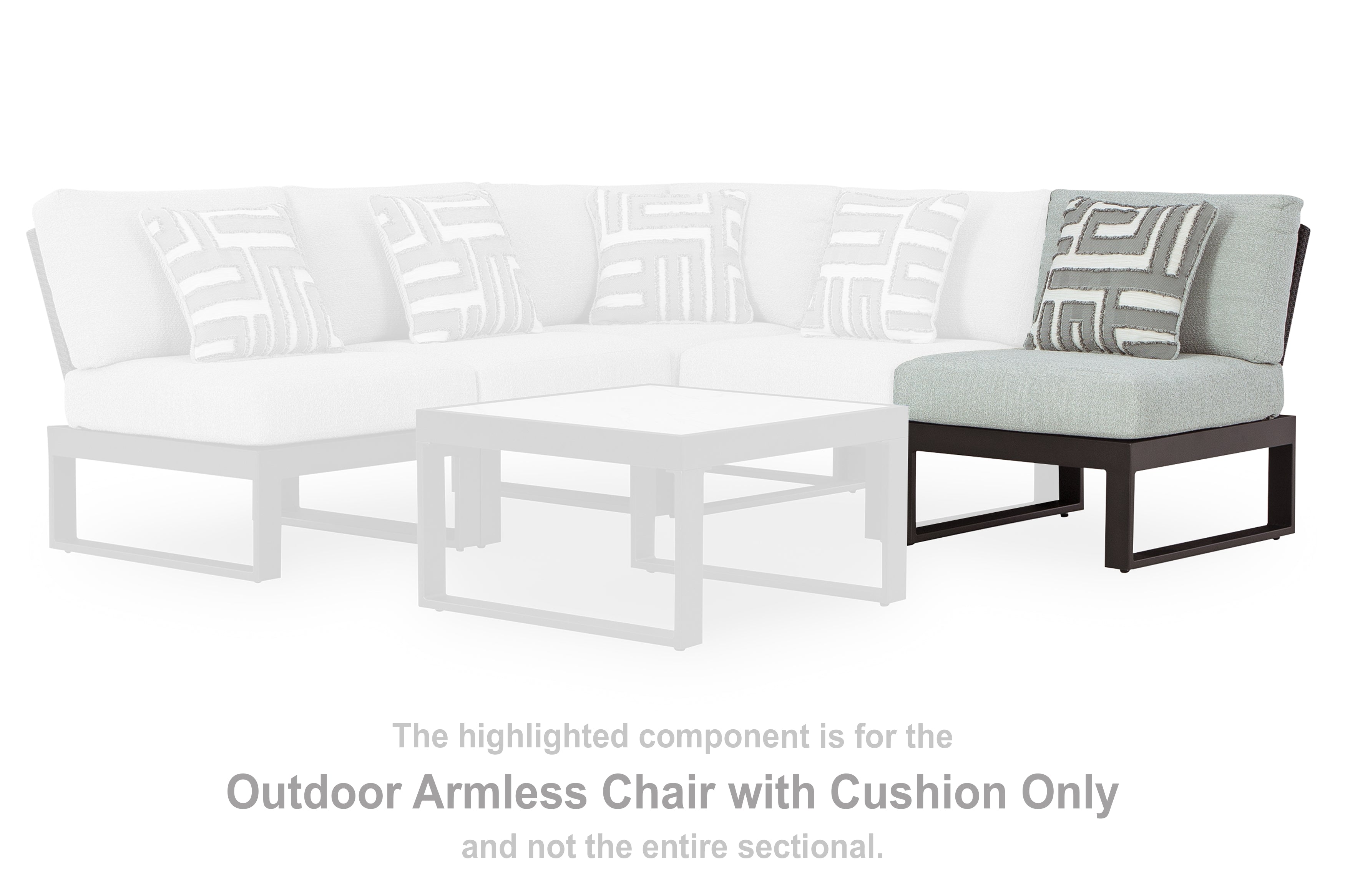3 Brothers Decor - Ashley Furniture - Beachloft Outdoor - Armless Chair w/Cushion / Black/Gray - P490-846