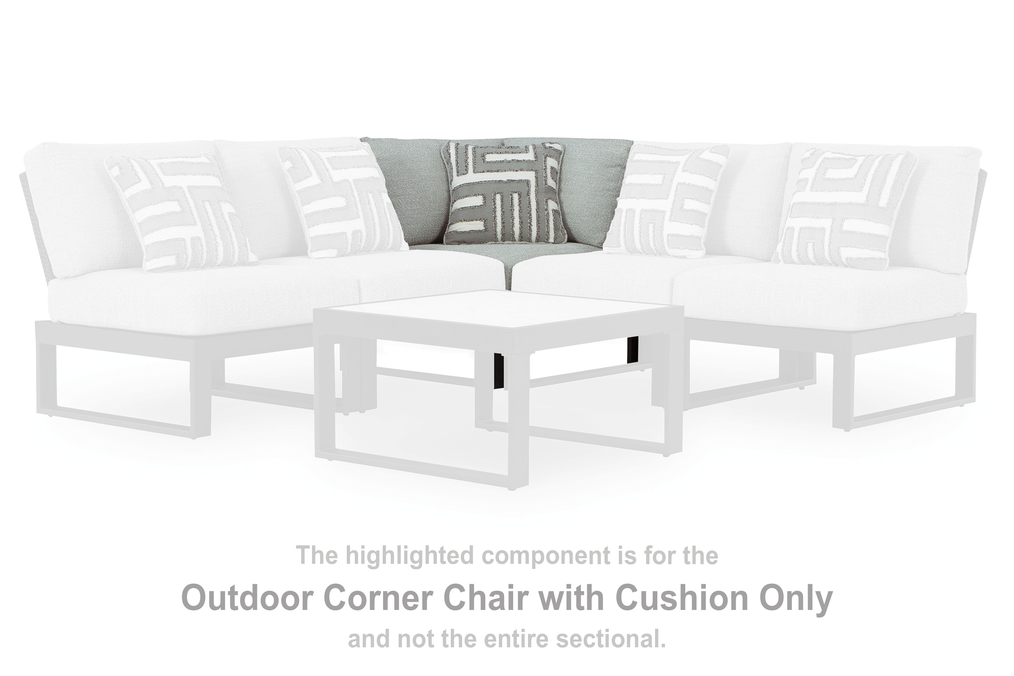 3 Brothers Decor - Ashley Furniture - Beachloft Outdoor - Corner with Cushion (1/CN) / Black/Gray - P490-877