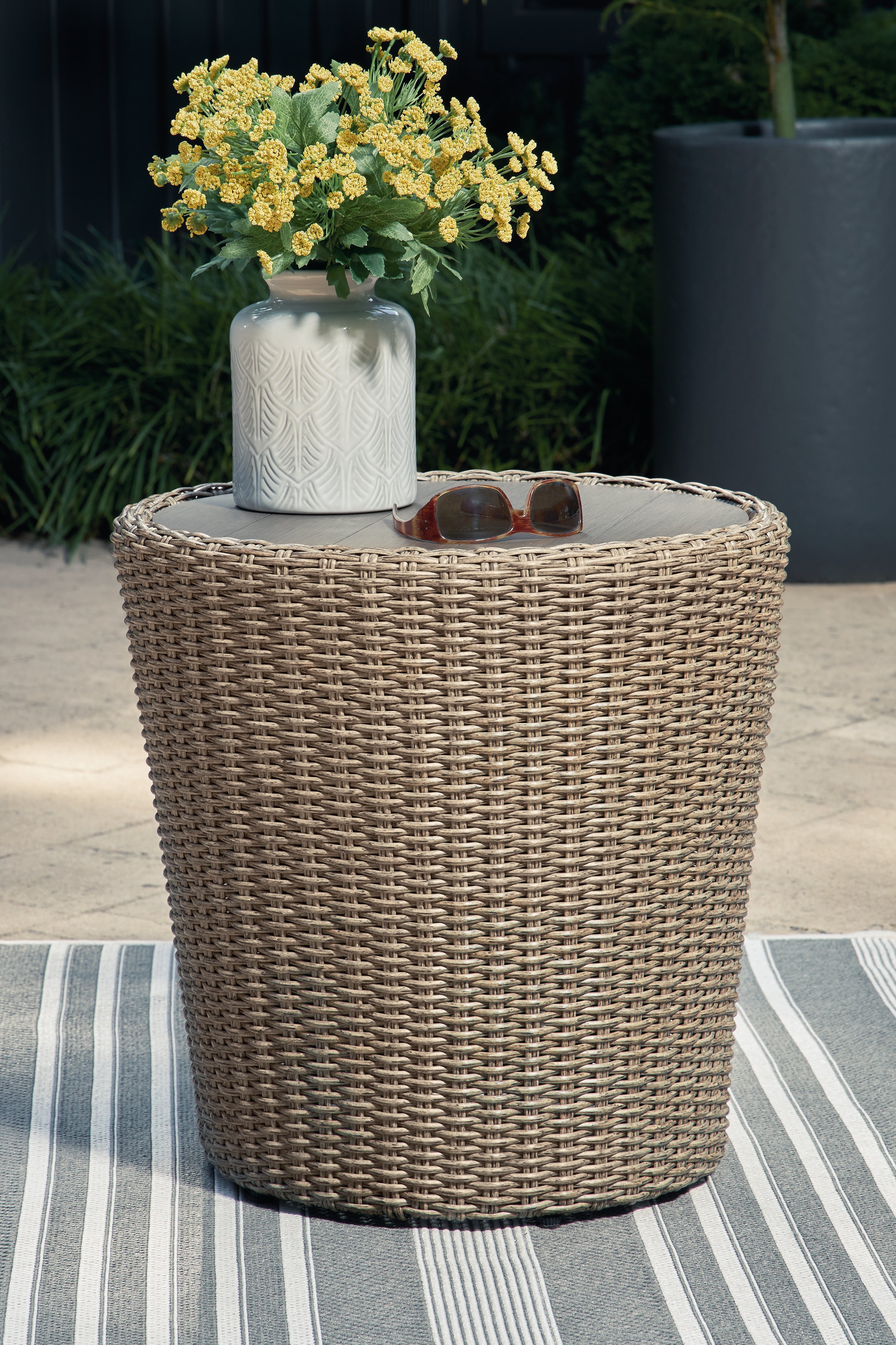 3 Brothers Decor - Ashley Furniture - Danson Outdoor - Round End Table / Beige - P505-706