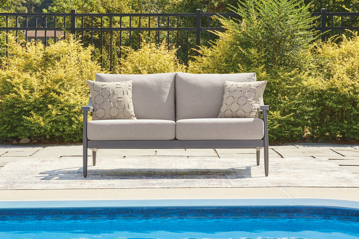 3 Brothers Decor - Ashley Furniture - Ocean Beach Outdoor - Loveseat w/Cushion - PCP510-835