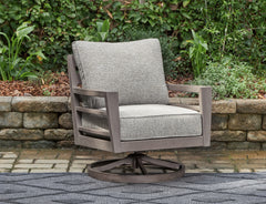 3 Brothers Decor - Ashley Furniture - Hillside Barn Outdoor - Swivel Lounge w/ Cushion / Gray/Brown - P564-821